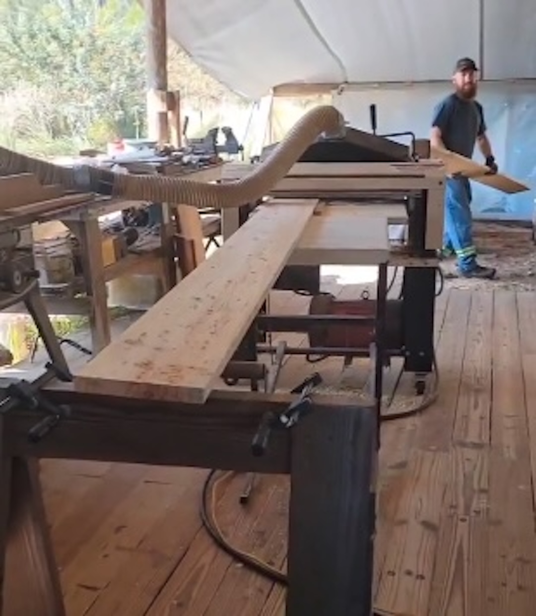 Floyd's son, Chris, has run "what seems like miles of lumber" through their Woodmaster Planer